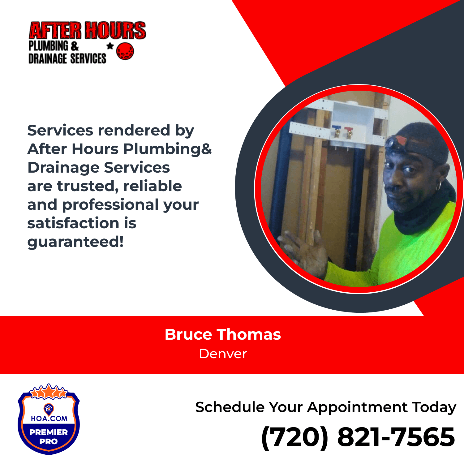 Services rendered by After Hours Plumbing