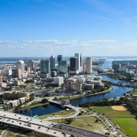 Tampa FL Aerial view Landing